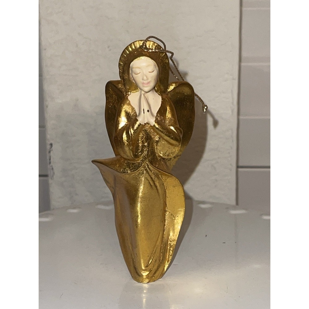 Vintage 90's Hallmark Gold Color Praying Angel‎ Ornament